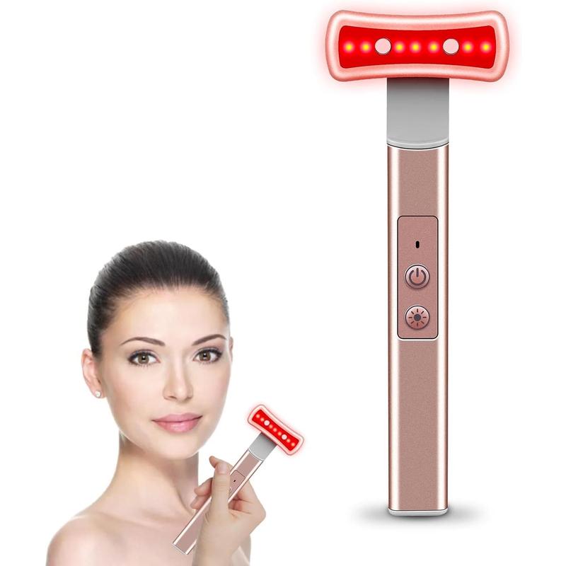 6-in-1 LED Light Therapy Eye Equipment for Skin, Facial Massager with Vibrations & Thermal, Anti-Aging Beauty Wand for Wrinkle Reduction