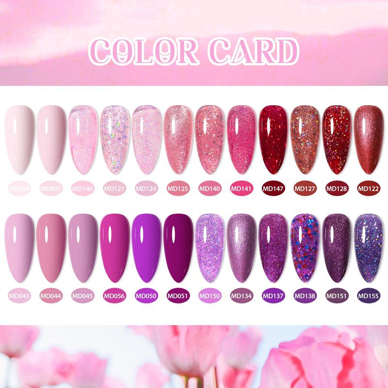 Colorful UV Gel Nail Polish Set, 24pcs set Soak off Gel Semi Permanant Long Lasting Nail Art Gift, Nail Art DIY for Women & Girls, Nail Kit for Beginners