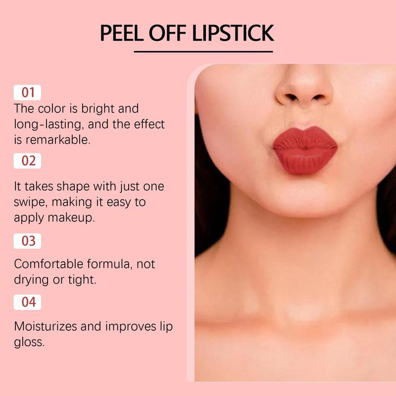 Peel Off Lip Gloss, 1 Box Moisturizing Lip Balm, Long Lasting Non-stick Cup Lipstick, Lip Care Product for Women & Girls, Christmas Gift