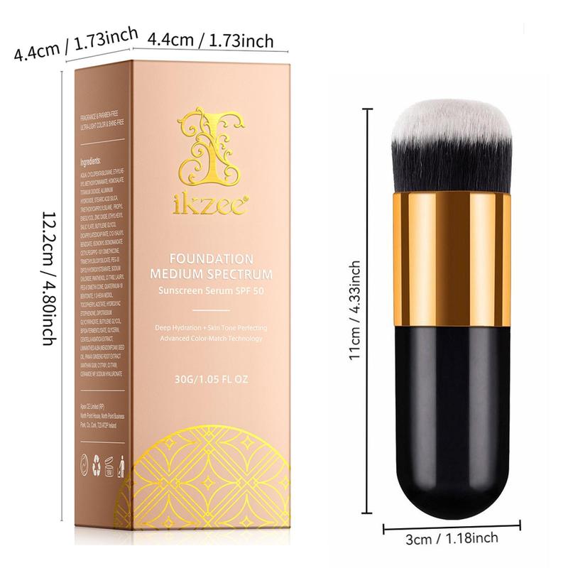 Foundation Set, 2 Counts set Lightweight Concealer & Makeup Brush, Moisturizing & Hydrating Foundation, Makeup Product for Women & Girls