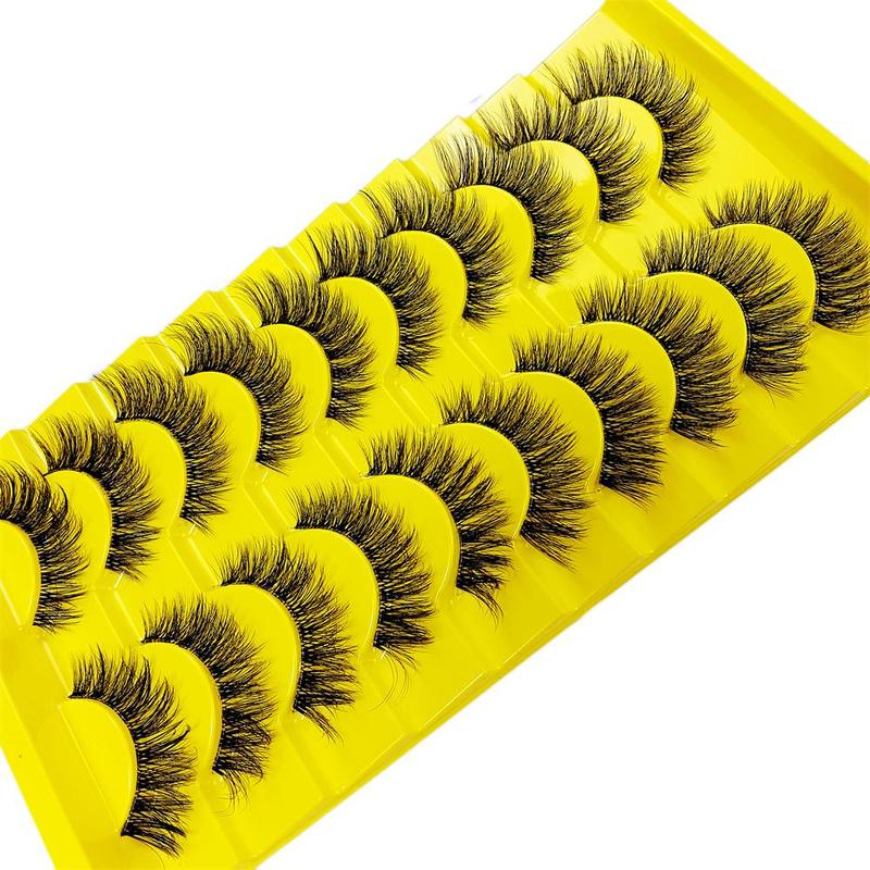 10 Pairs Fluffy False Eyelashes, 3D Effect Cat Eye Lashes, Natural False Eyelashes