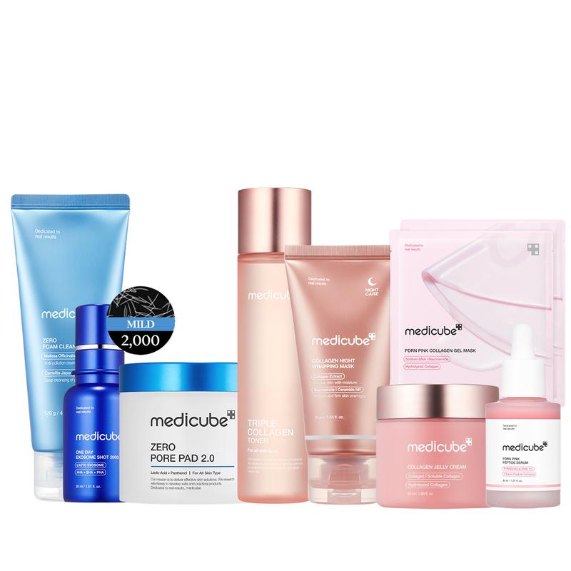 [Official Shop] Affordable Glass Glow Skincare Set  Includes 9 top-selling products for gentle skin renewal Cleanser Cleansing