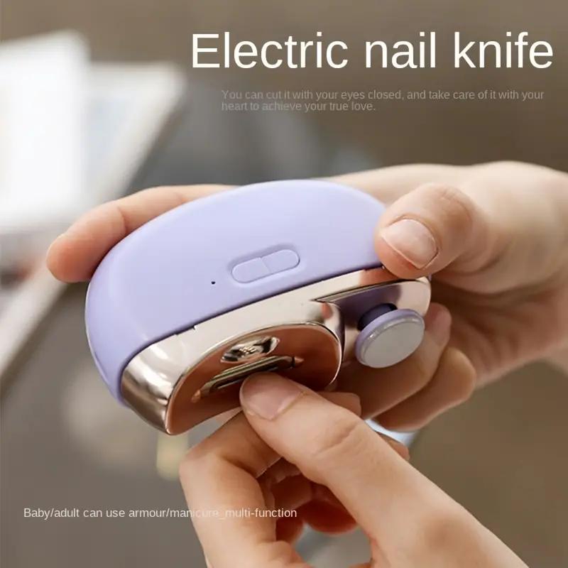 Electric Nail Clipper,Nail Polisher 2 in-1, Automatic Nail Clipper 2 Speed Fingernail Clippers Nail File with Light, Women Manicure Set Nail Clippers for Baby Kids Seniors Weak Hands