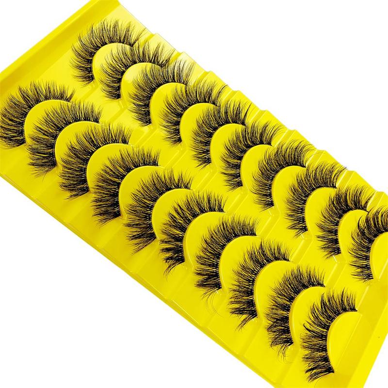 10 Pairs Fluffy False Eyelashes, 3D Effect Cat Eye Lashes, Natural False Eyelashes