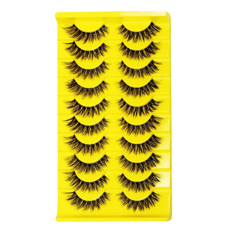 10 Pairs Fluffy False Eyelashes, 3D Effect Cat Eye Lashes, Natural False Eyelashes