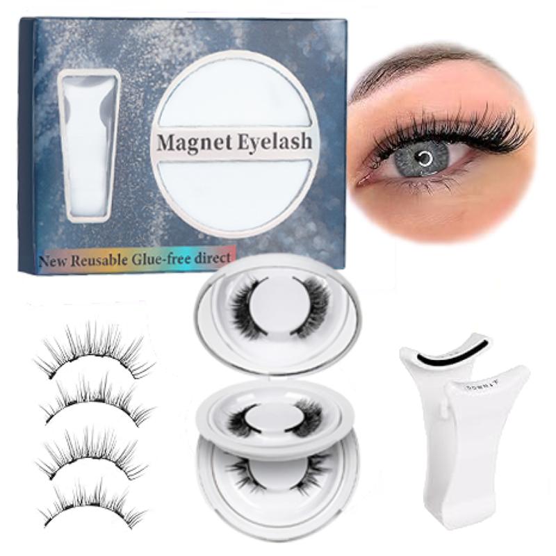 SQueen Magnetic Eyelashes Reusable Applicator Fluffy False Eyelashes, 2 Pair No Glue Easy Put On Reusable Lashes Extension Makeup Cosmetic