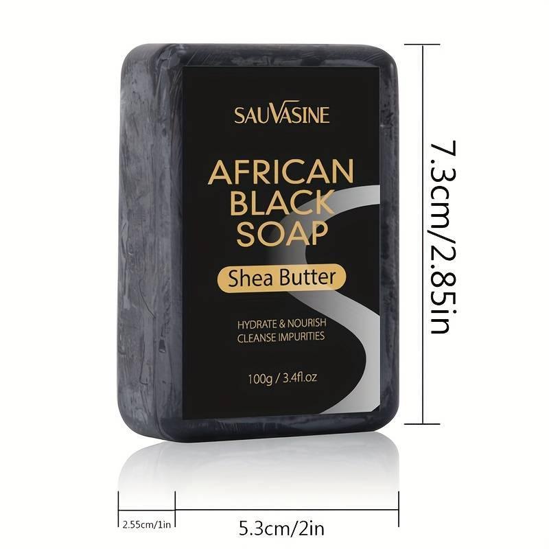 African Black Soap, 2 Counts Moisturizing Skin Soap, Deep Cleansing Skin Soap for Face & Body, Body Wash & Cleansers for Men & Women