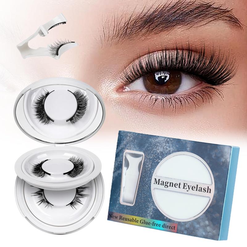 SQueen Magnetic Eyelashes Reusable Applicator Fluffy False Eyelashes, 2 Pair No Glue Easy Put On Reusable Lashes Extension Makeup Cosmetic