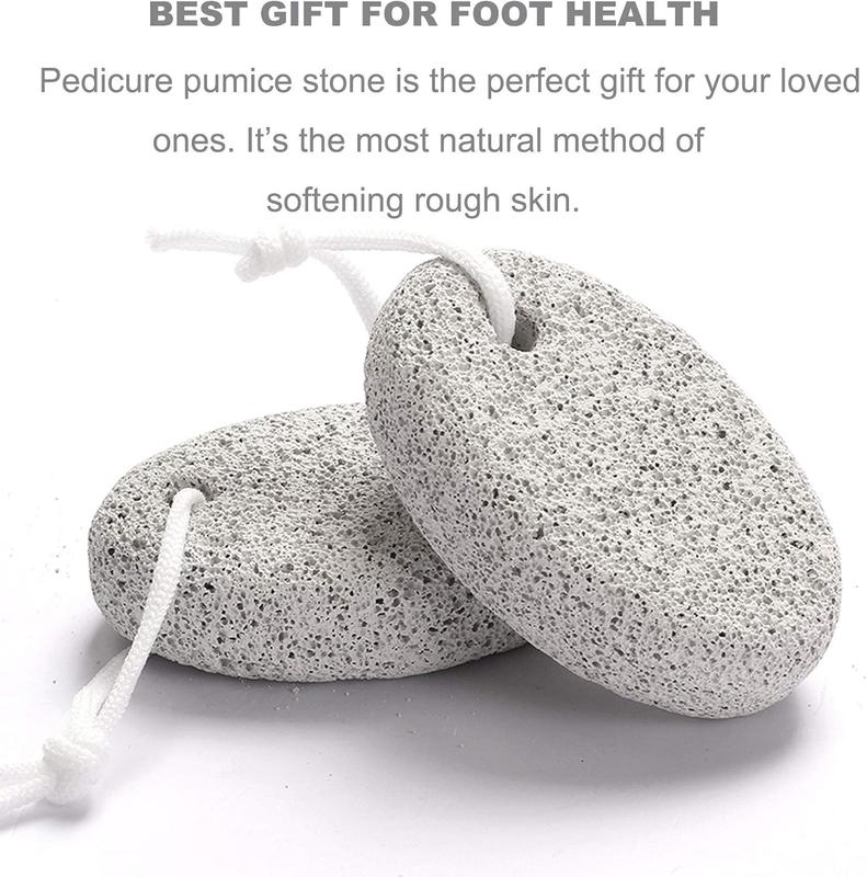 Natural Foot Pumice Stone for Feet, 2-Pack Lava Pedicure Tools Hard Skin Callus Remover for Feet and Hands - White&Red