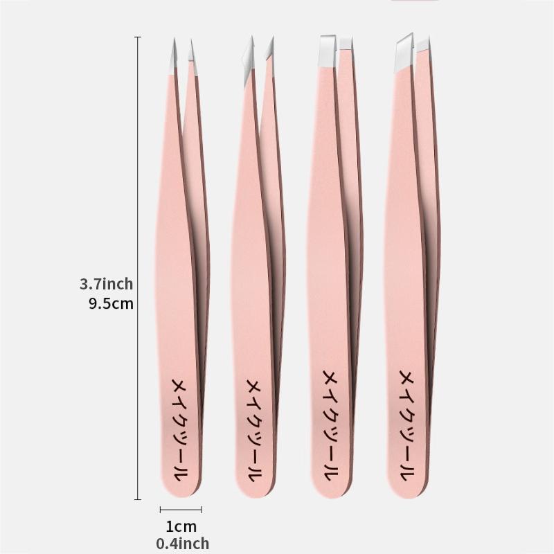 Professional Eyebrow Tweezers (4pcs set), Manual Stainless Steel Eyebrow Trimmer, Portable Eyebrow Shaping Tool, Facial Makeup Tools for Women, Christmas Gift