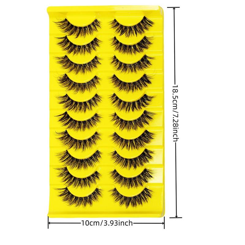 10 Pairs Fluffy False Eyelashes, 3D Effect Cat Eye Lashes, Natural False Eyelashes