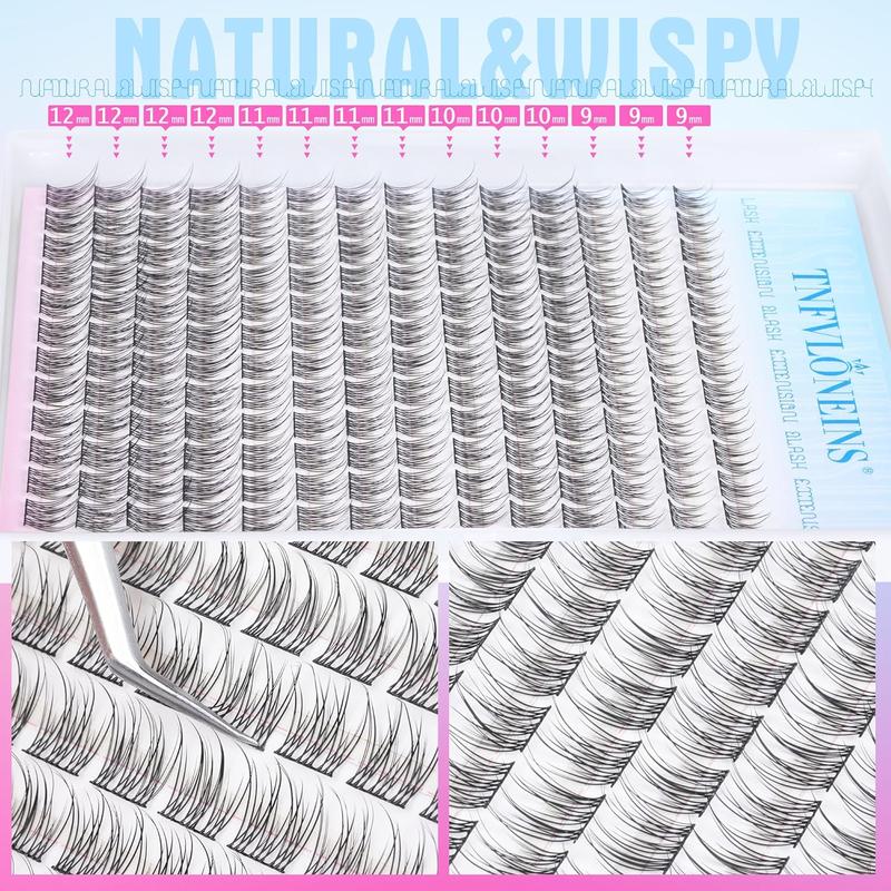 Natural Lash Extension Kit 168Pcs Lash Clusters Kit Wispy Eyelash Extensions 9-12MM Individual Lashes Extensions Makeup Cosmetic