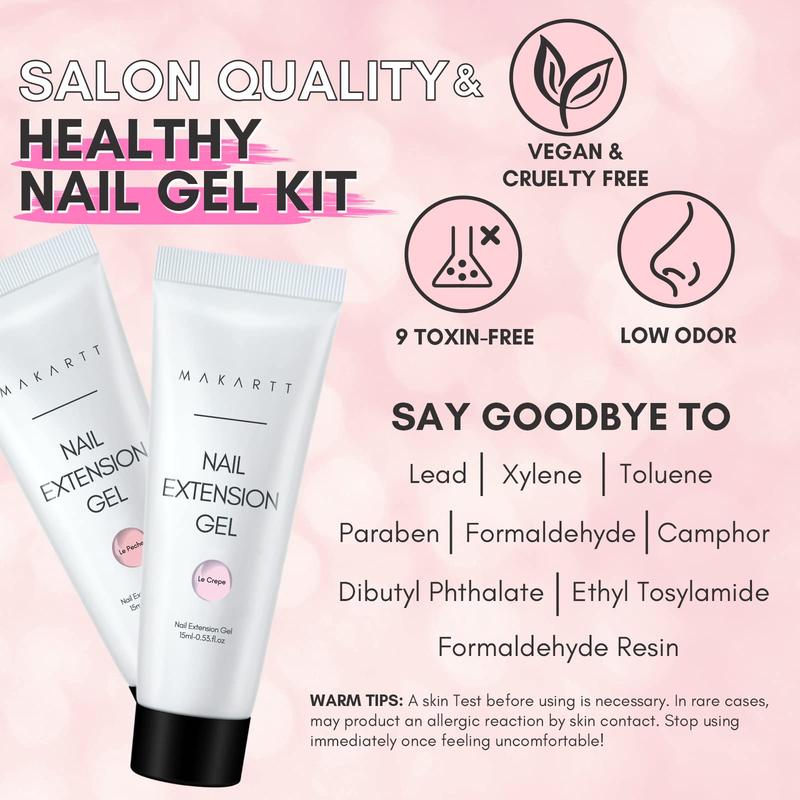 [HOT SALE] Makartt Poly Nail Gel Kit, 6 Clear Pink White Colors Gel Builder for Nail Extension Set All-in-one Nail Thickening Solution Salon Home French Manicure Nail Art Nail Care,polygel nail kits toes Cosmetic