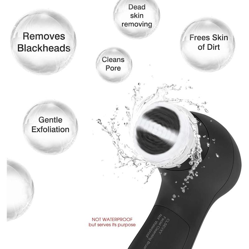 Facial Cleansing Brush Face Scrubber: Electric Face Spin Cleanser Brushes with 6 Brush Heads for Deep Cleansing, Gentle Exfoliating, Removing Blackhead, Massaging