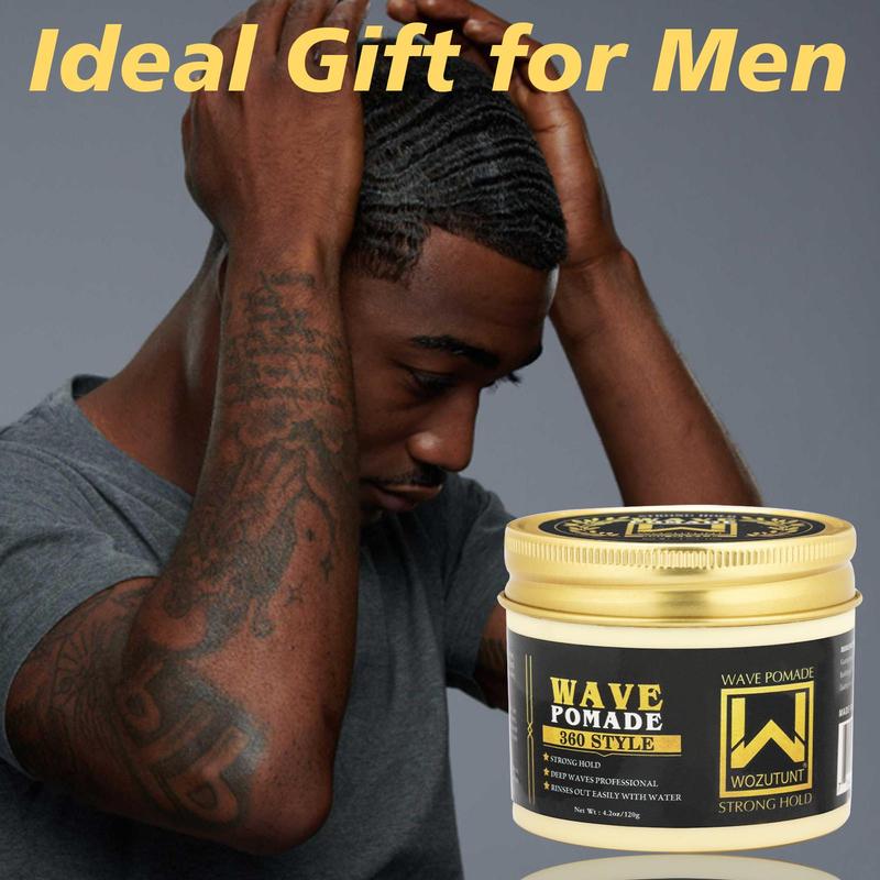 Shea Butter Wave Pomade, Strong Hold Hair Styling Cream for Natural Look Hair Waves, Professional Hair Styling Product for Men