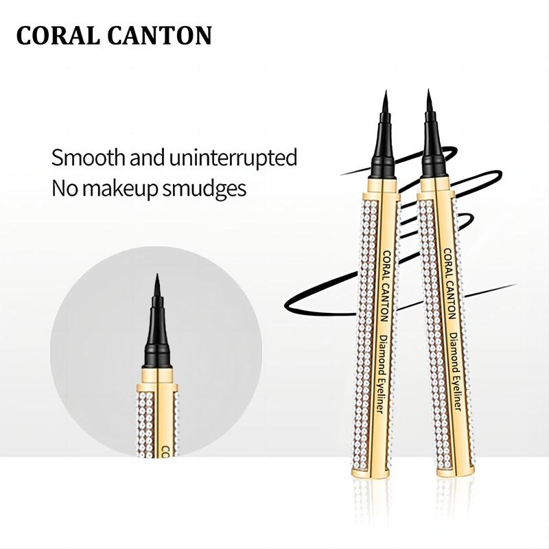 CoralCanton Diamond Extra Waterproof Long Lasting Smooth Smudge Liquid Eyeliner,Flexible Brush Tip,Fast-Drying, Black Color Long Lasting Smooth Smudge Cosmetic Lipliner Makeup