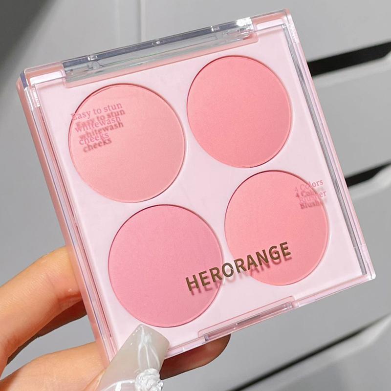 4 Colors Face Blush Palette, 1 Count Long Lasting Non-fading Lightweight Natural Look Compact Blush for Daily Makeup Suitable for All Skins, Cosmetic Gift for Women and Girls