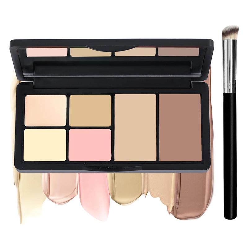 Cream Concealer Contour Makeup Palette Cream Foundation Palette for Dark Circles Professional Concealer Full Coverage Face Highlighter Contour Makeup Palette with Brush - 02 Concealer Flawless Pack