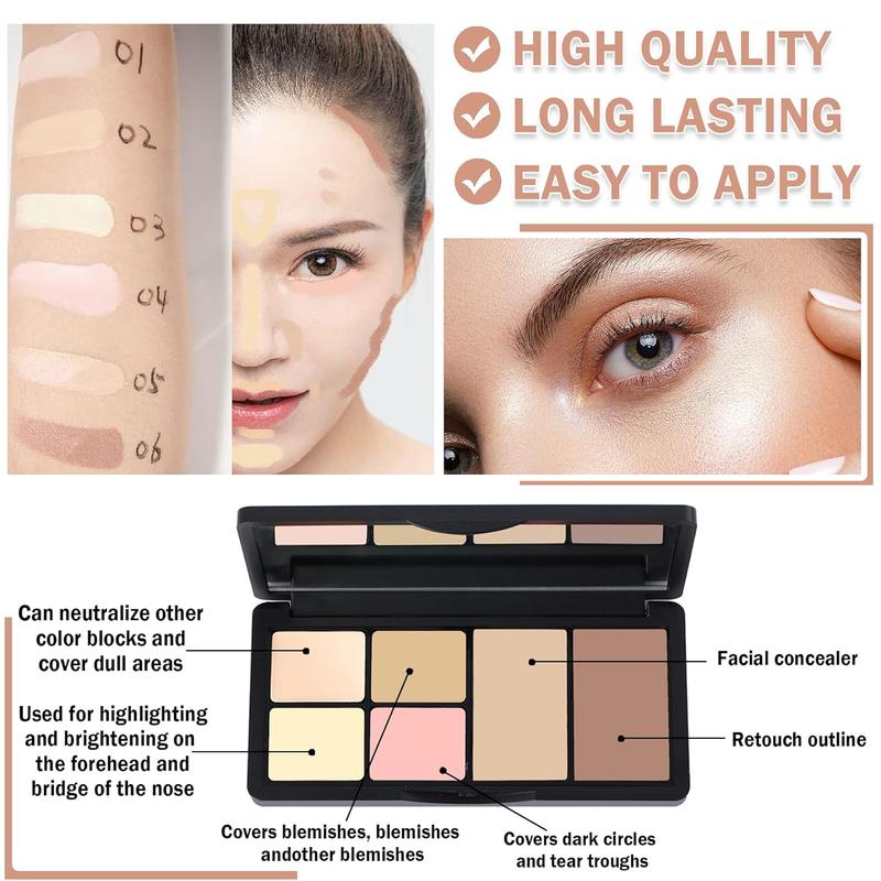 Cream Concealer Contour Makeup Palette Cream Foundation Palette for Dark Circles Professional Concealer Full Coverage Face Highlighter Contour Makeup Palette with Brush - 02 Concealer Flawless Pack