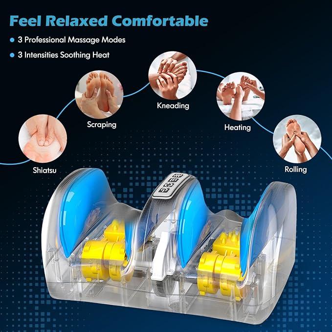 Foot Massager Machine with Heat, Shiatsu Deep Kneading, Delivers Relief for Tired Muscles and Plantar Fasciitis, Christmas Gift