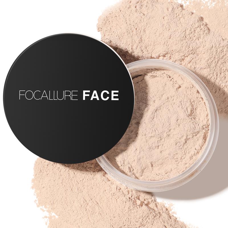 FOCALLURE Oil Control Loose Face Powder, Translucent Loose Setting Powder, Shine-Free Matte Finishing Powder, Long-lasting & Lightweight Sets Foundation Makeup, Includes Velour Powder Puff, Ivory