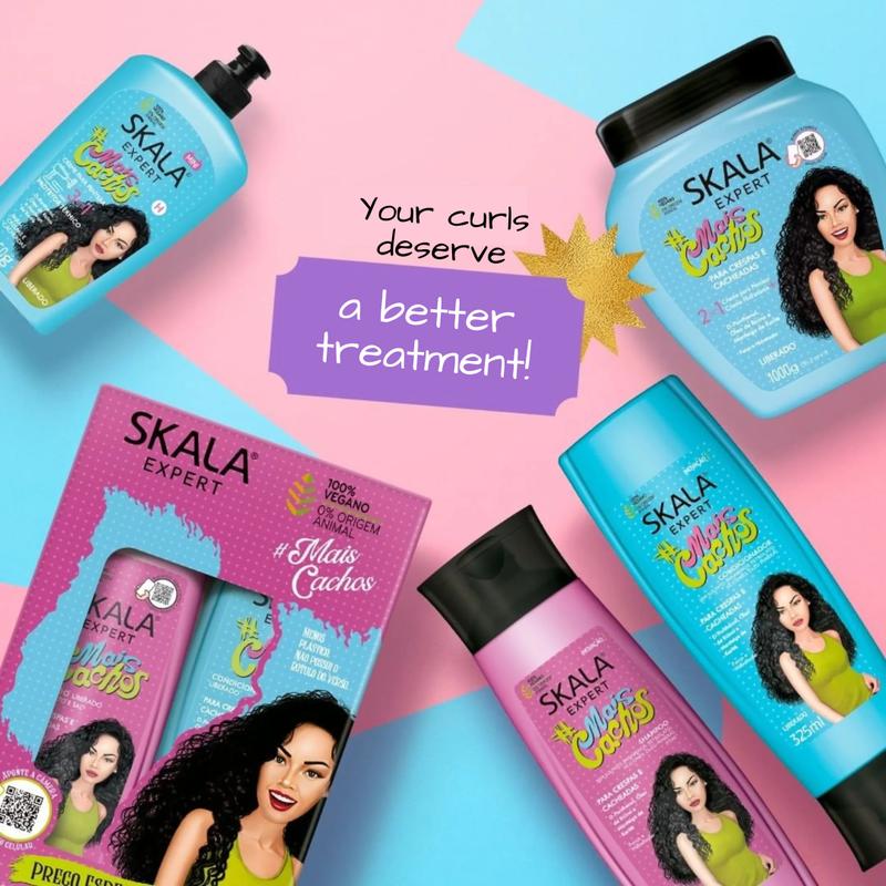 2 in 1 SKALA Mais Cachos Kit Curly Hair Super Curly Treatment Cream for Hair 3ABC Great  hair growth strength repair glow volume Conditioner Shampoo