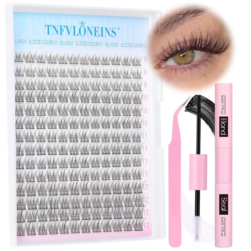 Natural Lash Extension Kit 168Pcs Lash Clusters Kit Wispy Eyelash Extensions 9-12MM Individual Lashes Extensions Makeup Cosmetic