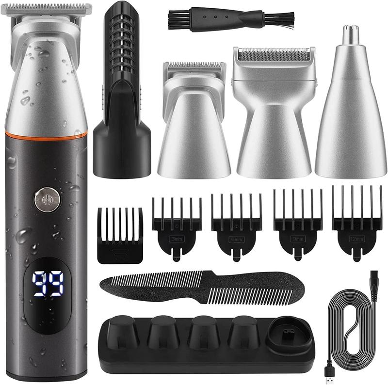 Beard Trimmer for Men, Waterproof Electric Razor for Nose, Body, Face and Mustache, Cordless Hair Clippers Shavers for Men Grooming Kit, Gifts for Men Husband Father