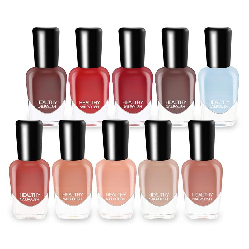 New Nail Polish Set (10 Bottles) - Non-Toxic Eco-Friendly Easy Peel Off & Quick Dry Water Based Nail Polish Nail Art Nail Care Cosmetic