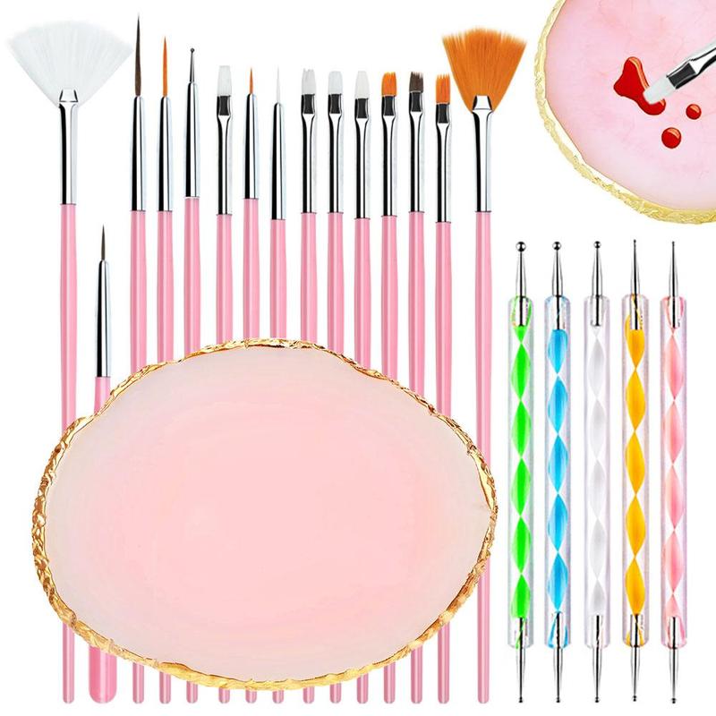 Nail Art Brush Set, 21pcs set Nail Art Painting Brush & Dot Pen & Palette, Professional Manicure Tool for Home & Salon Use, Christmas Gift