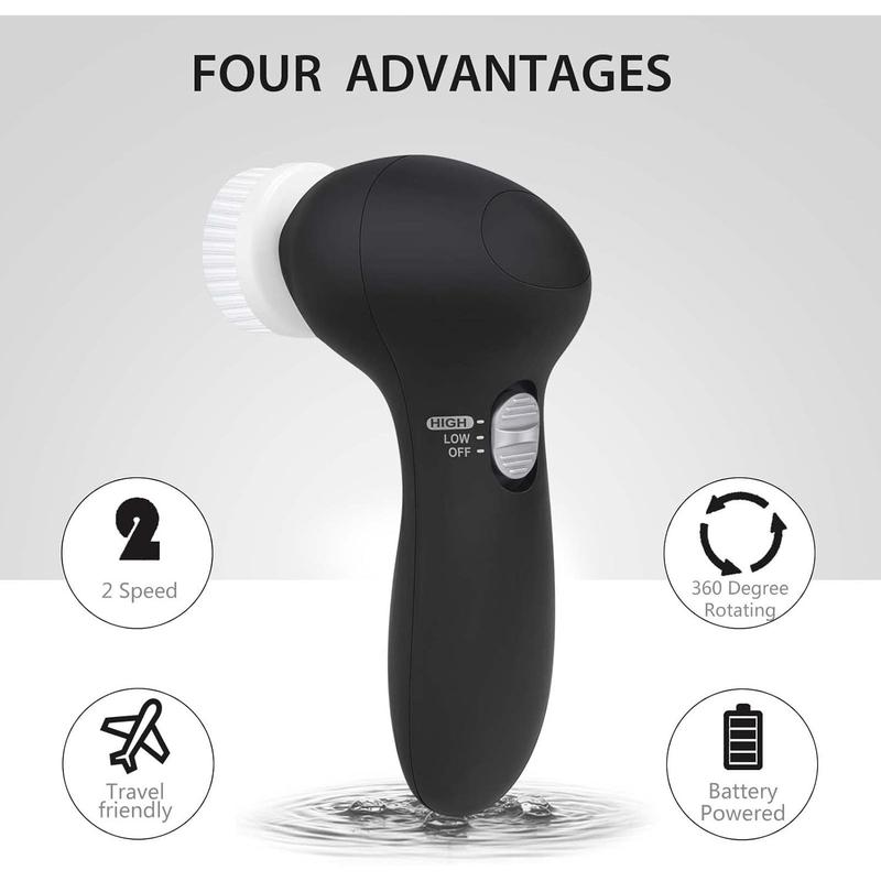 Facial Cleansing Brush Face Scrubber: Electric Face Spin Cleanser Brushes with 6 Brush Heads for Deep Cleansing, Gentle Exfoliating, Removing Blackhead, Massaging