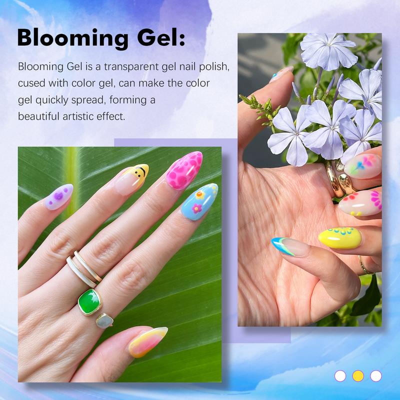 FZANEST Clear Blooming Gel 15ml UV LED Blossom Gel Polish For Spreading Effect Marble Natural Stone Gel Nail Polish Soak Off Nail Art Nail Care.