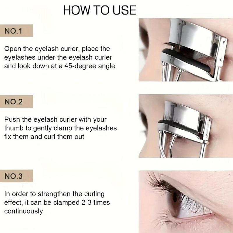 Portable Eyelash Curler & Comb Set, 1 Count Long Lasting Eyelash Curler & 1 Count Steel Needle Eyelash Comb, Professional Auxiliary Makeup Tool for Women