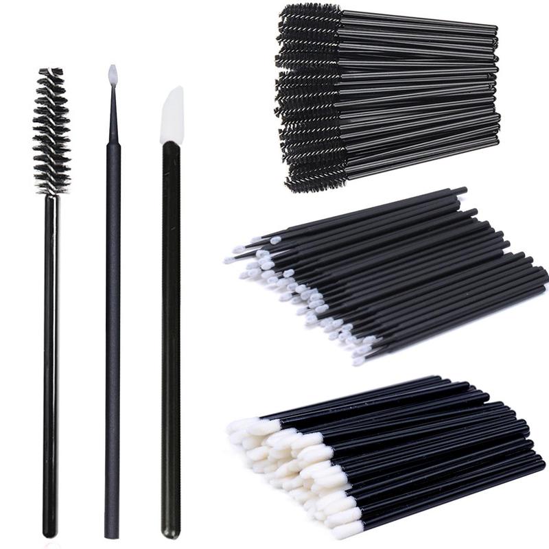 Disposable Eyelash Mascara Wands & Brushes Set, 200pcs Lip Brushes & Lash Cleaning Brush, Portable Disposable Makeup Brush, Fashion Makeup Tools Set for Women & Girls