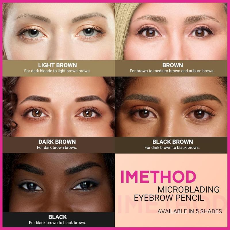 Microblading Eyebrow Pencil. Brow Pencil 2-in-1 Dual-Ended Eyebrow Pen. With 3-Prong Micro-Fork-Tip Applicator and Precise Brush-Tip. Create Natural-Looking Brows. Stay on All Day. Light Brown. Perfect Your Brows.