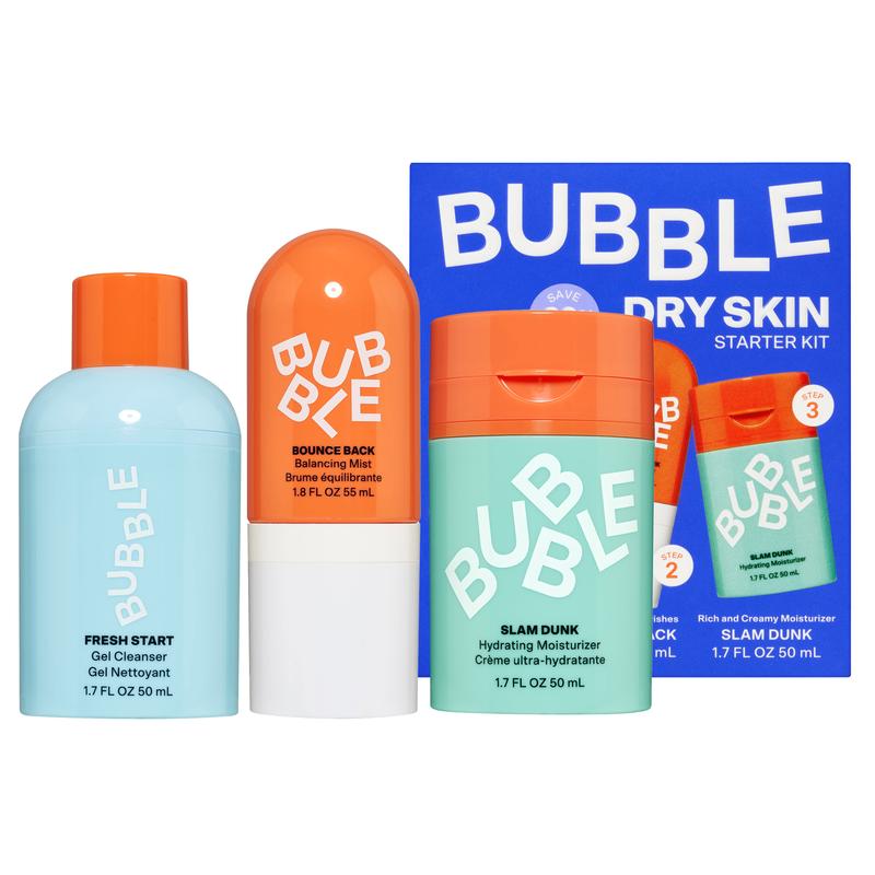 Bubble Skincare 3-Step Hydrating Routine Bundle, for Normal to Dry Skin, Unisex, Set of 3