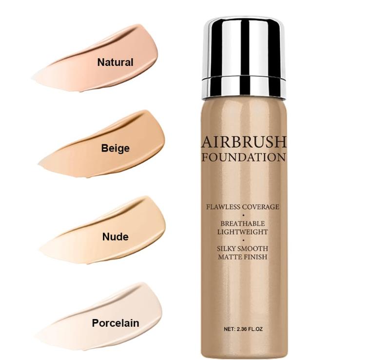 Airbrush Foundation Makeup Spray, Long Lasting Waterproof Full Coverage Foundation for Brighten, Concealer and Hydrating, Natural Matte Finish, Brush and Makeup Sponge Include, 2.36oz (#1 Natural)