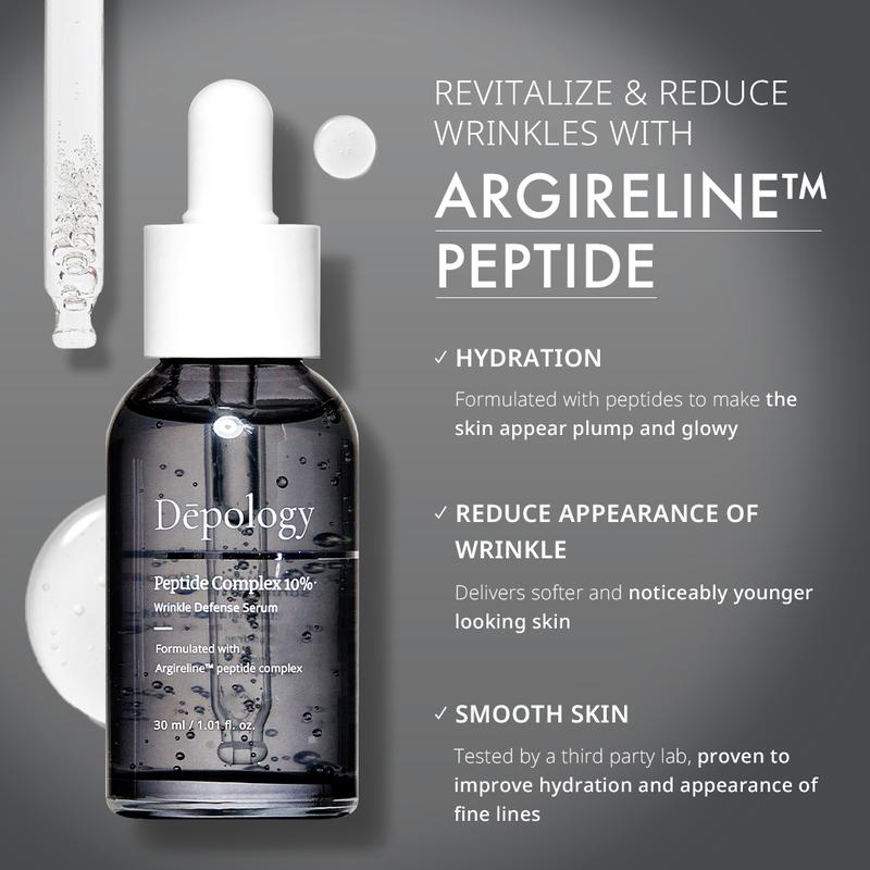 Dēpology Peptide Complex 10% Argireline peptide Serum- Anti-Wrinkle, Hydration Boost, Skin Rejuvenating for All Skin Types-Korean Skincare- Facial Hydrating