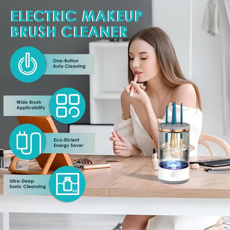 PPLEA Electric Makeup Brush Cleaner Machine with Brush Clean Mat - Deep Cleaning for All Types of Brushes Set for Makeup Lovers & Professionals