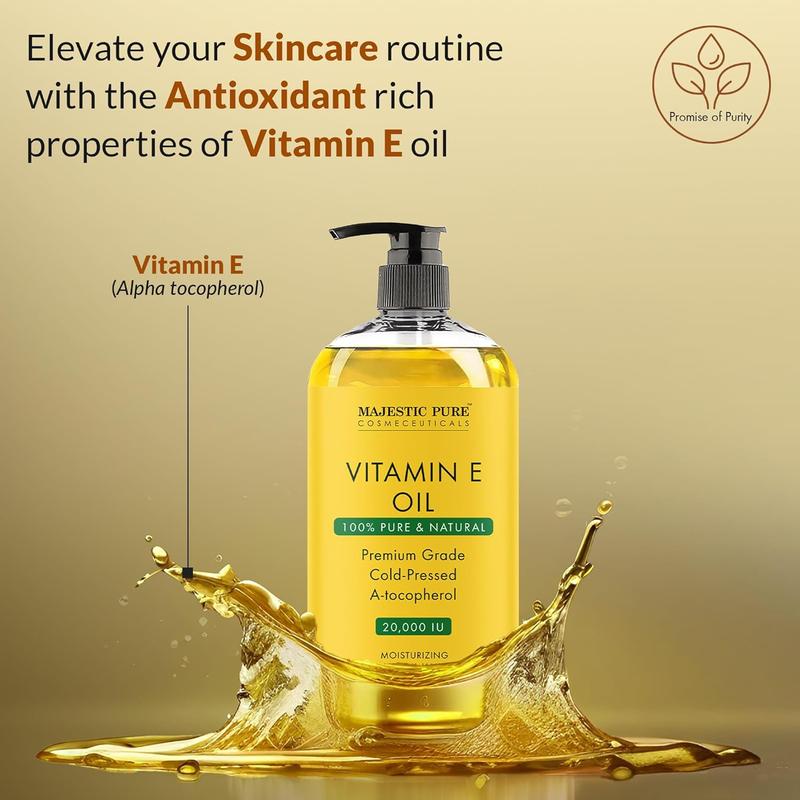 Vitamin E Oil - 100% Pure & Natural, 20,000 IU | Premium Grade, Cold-Pressed and Tocopherol to Repair Dry, Damaged Skin| Moisturizing Skin, Hair and Scalp 8Fl Oz Body Care Cream Long Lasting Comfort Long Lasting Comfort Moisture Moisturize