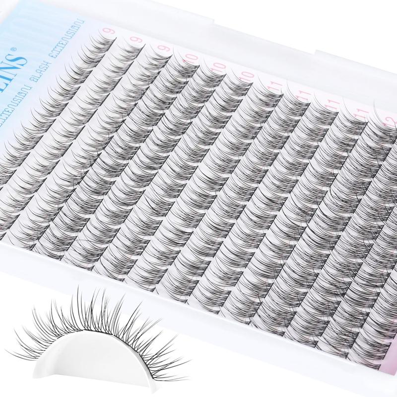 Natural Lash Extension Kit 168Pcs Lash Clusters Kit Wispy Eyelash Extensions 9-12MM Individual Lashes Extensions Makeup Cosmetic