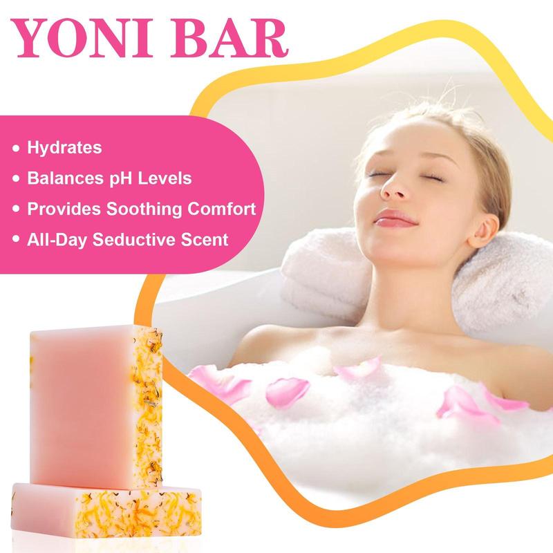 Strawberry Flavor Yoni Bar Soap, 2 Counts set Hydrating Intimate Care Soap with Foaming Net, Safe and Mild Ingredients Soap for Women