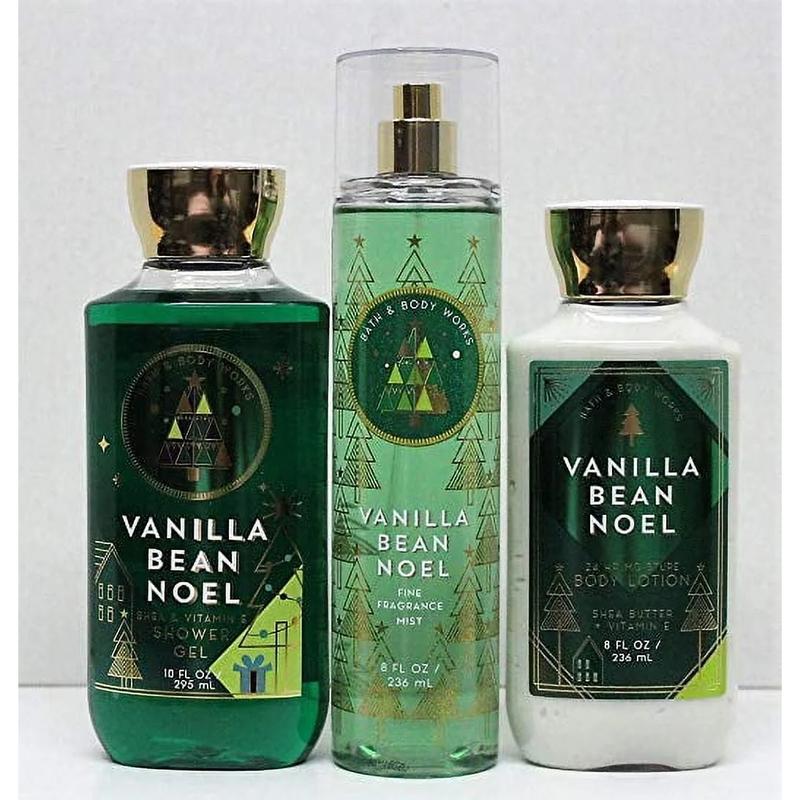 Bath and Body Works Vanilla Bean Noel Shower Gel, Body Lotion, Fine Fragrance Mist Daily Trio Gift Set 2018 Bath & Body Works