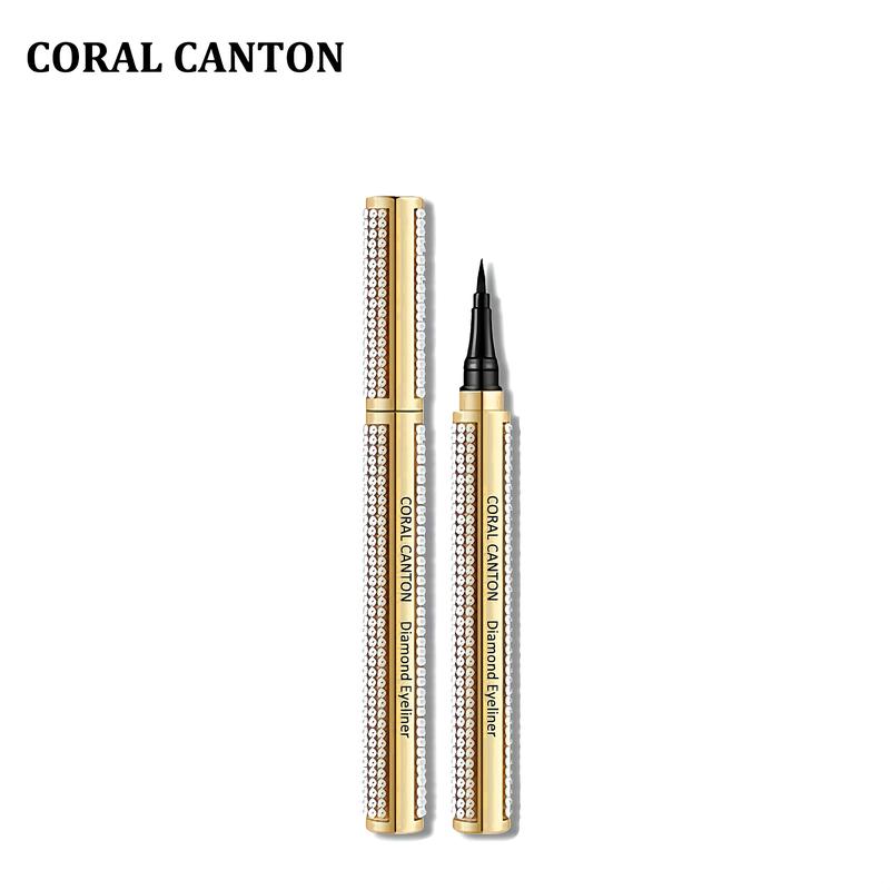 CoralCanton Diamond Extra Waterproof Long Lasting Smooth Smudge Liquid Eyeliner,Flexible Brush Tip,Fast-Drying, Black Color Long Lasting Smooth Smudge Cosmetic Lipliner Makeup