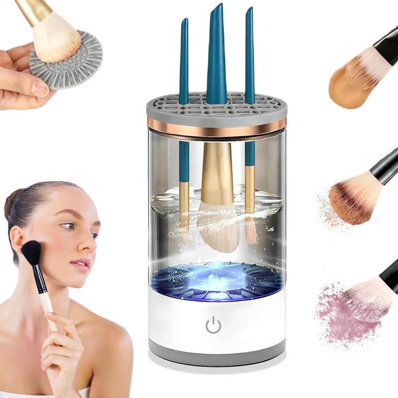 PPLEA Electric Makeup Brush Cleaner Machine with Brush Clean Mat - Deep Cleaning for All Types of Brushes Set for Makeup Lovers & Professionals