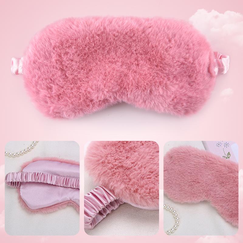 4Pcs Plush Eye Mask, Soft Sleeping Blindfold Eye Cover with Adjustable Strap, Comfortable Fluffy Sleep Mask for Kids Women Eye Protection