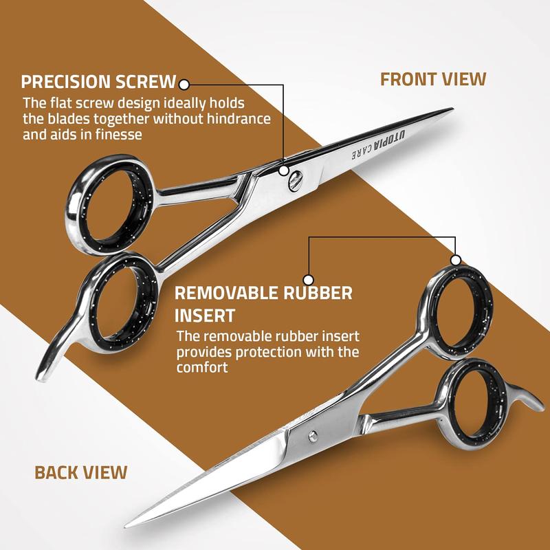 Utopia Care Hair Cutting and Hairdressing Scissors 6.5 Inch, Premium Stainless Steel Shears with Smooth Razor & Sharp Edge Blades, for Salons, Men & Women, Kids, Adults, & Pets - Silver Utopia Care