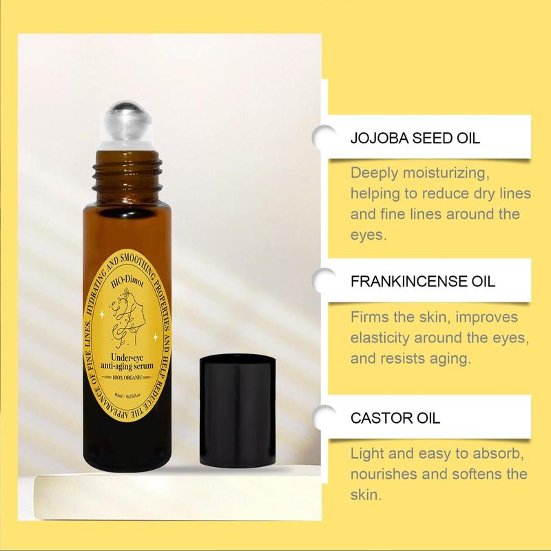 Organic Castor & Frankincense Resin Oil, 2 Counts Roll on Serum for Under Eyes and Face Moisturizing, Skin Looks Visibly Younger, Christmas Gift