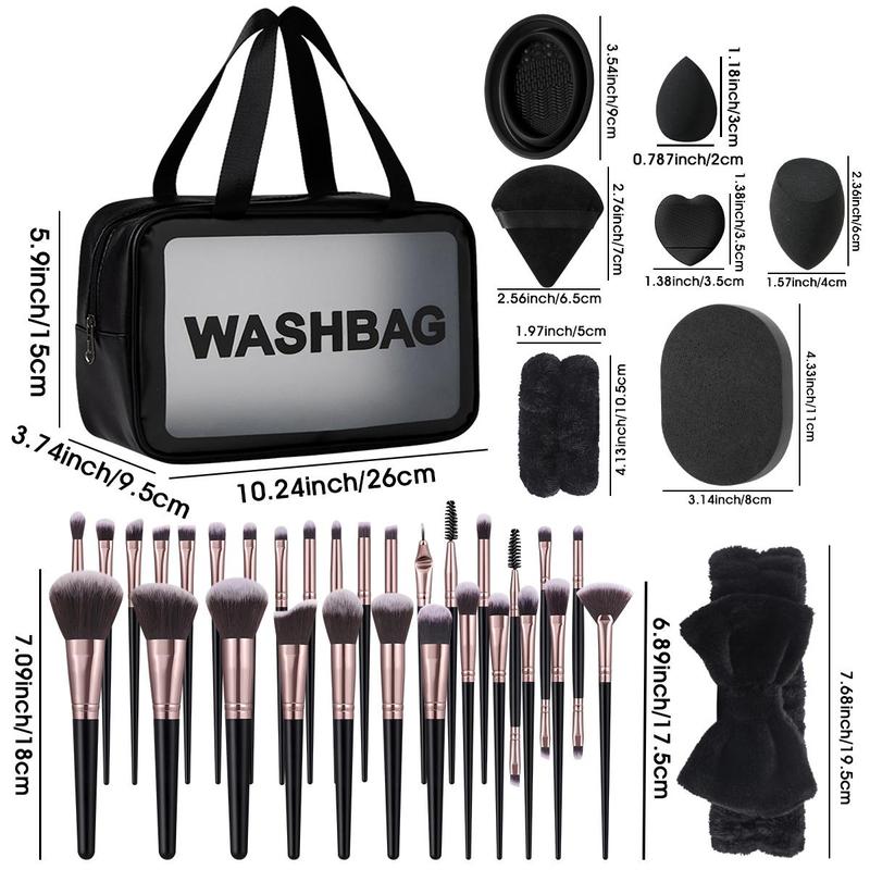 Makeup Tool Set with Storage Bag, 49pcs set Makeup Brush & Powder Puff & Sponge & Hairband & Makeup Brush Cleaning Tool, Cosmetic Brush Set for Beginners, Makeup Brushes Set, Christmas Gift