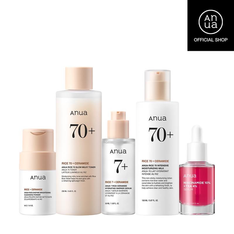 [Anua Official Shop] Deep Hydration Skincare Routine for uneven skin tone｜Facial cleanser, Rice extract toner, Niacinamide serum, Korean skincare